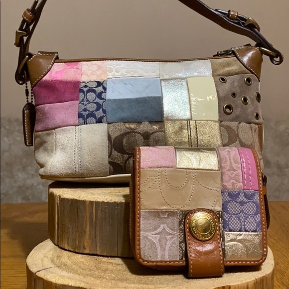 Coach Handbags - COACH Patchwork Mini Purse and Wallet Set